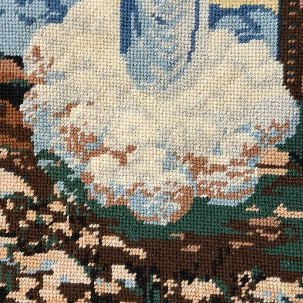 Vintage Needlepoint Finished Mary Gobelin Wall Hamging 14” X 20” Religious Art